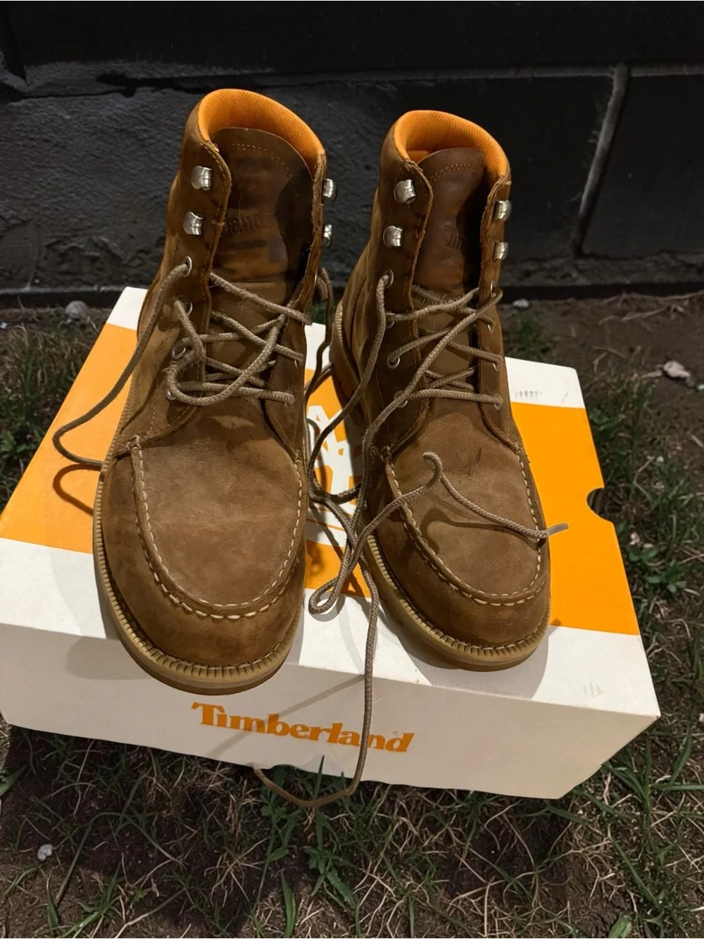Timberland Men's Tan Suede Lace-Up Moc Toe Boots